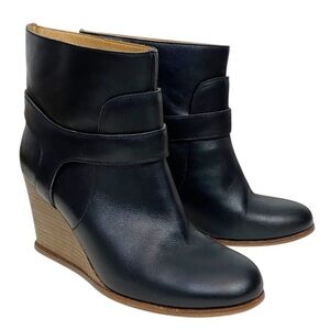 MM6 Maison Martin Margiela Boots Black Leather Wedge Ankle Boots